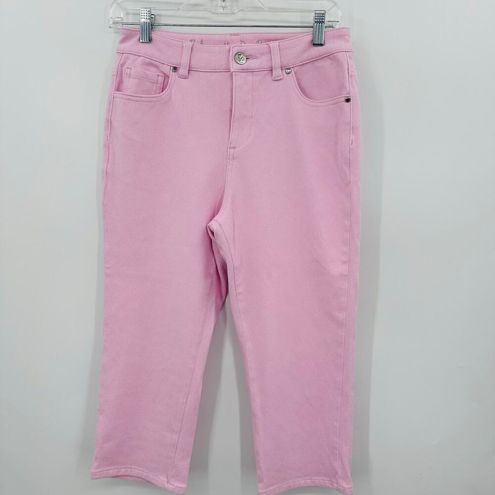 Belle by Kim Gravel TripleLuxe Pink Twill Capri Jeans Womens Size 4 stretchy!!